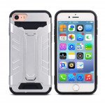 Wholesale iPhone 7 Plus Card Slot Hybrid Case with Stand (Silver)